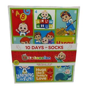 Cocomelon 10 Days of Socks Toddler Size 2T-4T Quarter Socks Polyester Blend NEW